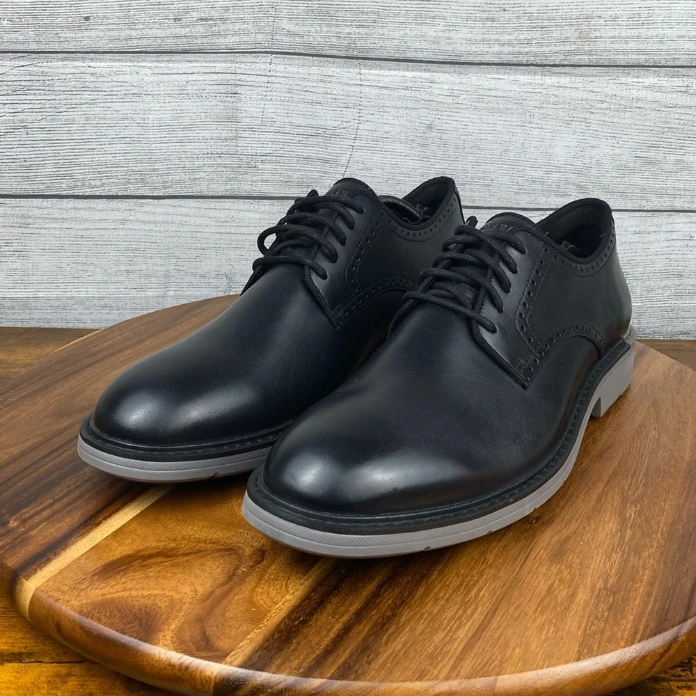 Cole Haan Go To Plain Toe Oxford Black Leather Gray Midsole Shoe C34123 Men’s 12